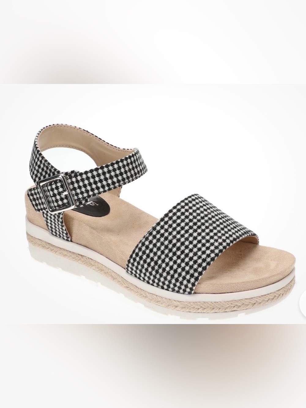 Masseys Black & White Houndstooth Women's Espadrille Sandals Size 10 Wide